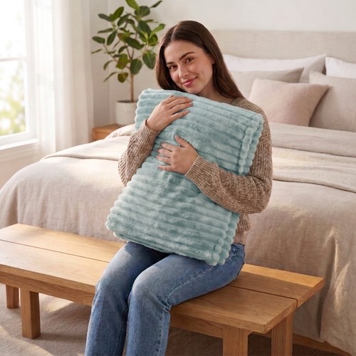 Large ribbed fleece blanket - fleece,