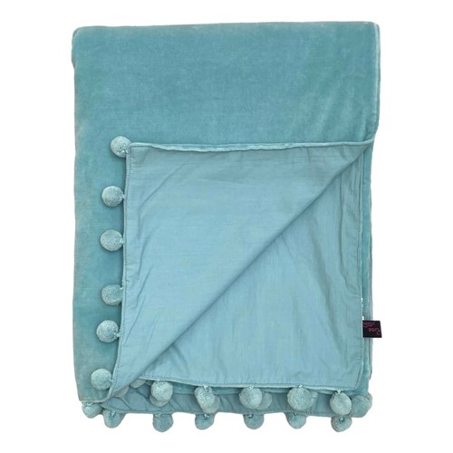 Velvet sofa throw - throw, pom